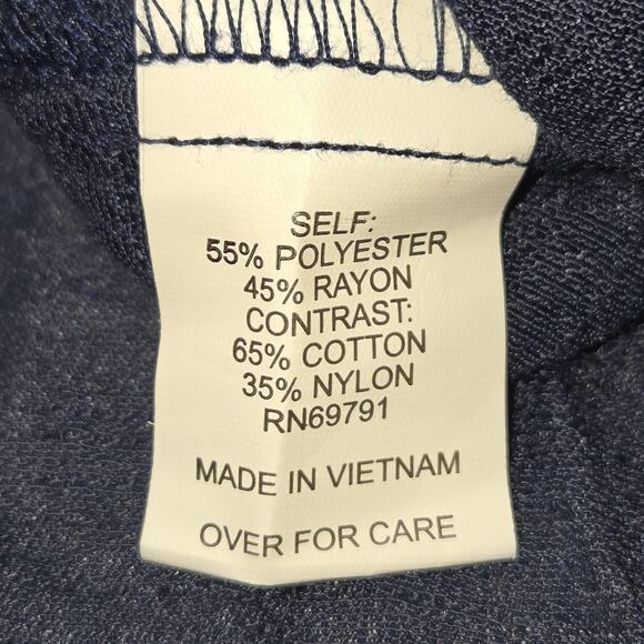 Fig & Flower Women's 1X Navy Blue Floral Embroidered Crochet V-Neck Blouse Top - Picture 9 of 10